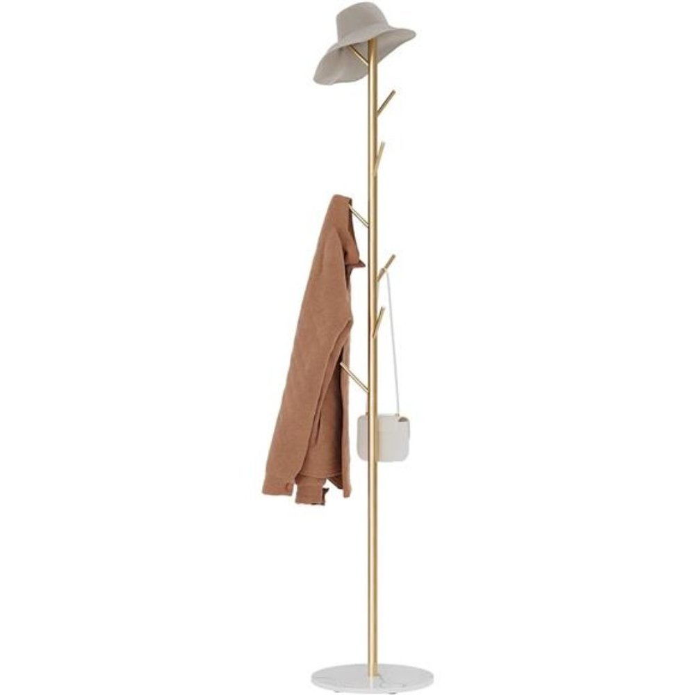 Coat Rack Freestanding, Metal Coat Tree with Coat Hooks Coat Stand 67” (Gold)